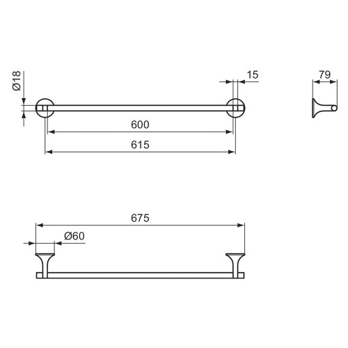 Immagine di Ideal Standard LA DOLCE VITA portasciugamani L.60 cm, finitura silver storm T5498GN