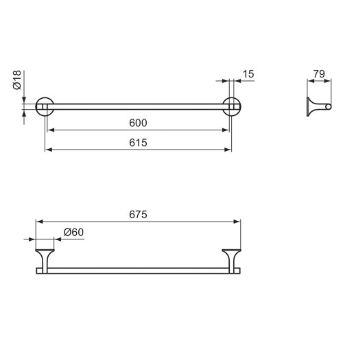 Immagine di Ideal Standard LA DOLCE VITA portasciugamani L.60 cm, finitura brushed gold T5498A2