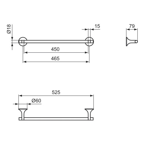 Immagine di Ideal Standard LA DOLCE VITA portasciugamani L.45 cm, finitura silver storm T5497GN