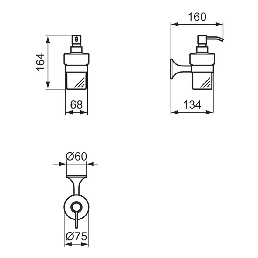 Immagine di Ideal Standard LA DOLCE VITA dispenser per sapone, installazione a parete, in vetro opaco, con supporto metallico, finitura cromo T5510AA