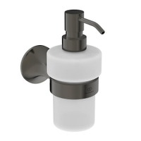 Immagine di Ideal Standard LA DOLCE VITA dispenser per sapone, installazione a parete, in vetro opaco, con supporto metallico, finitura magnetic grey T5510A5