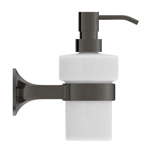 Immagine di Ideal Standard LA DOLCE VITA dispenser per sapone, installazione a parete, in vetro opaco, con supporto metallico, finitura magnetic grey T5510A5