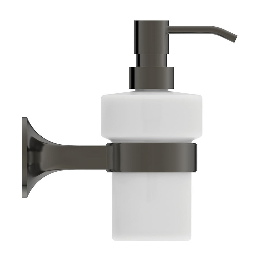 Immagine di Ideal Standard LA DOLCE VITA dispenser per sapone, installazione a parete, in vetro opaco, con supporto metallico, finitura magnetic grey T5510A5