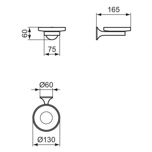 Immagine di Ideal Standard LA DOLCE VITA portasapone a parete, in vetro opaco, con supporto in metallo, finitura cromo T5507AA