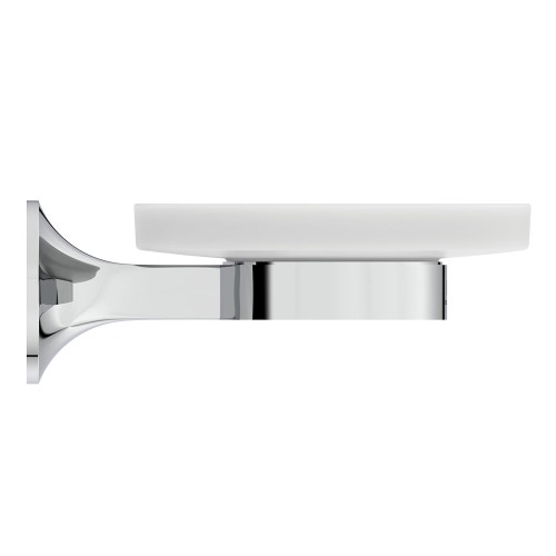 Immagine di Ideal Standard LA DOLCE VITA portasapone a parete, in vetro opaco, con supporto in metallo, finitura cromo T5507AA