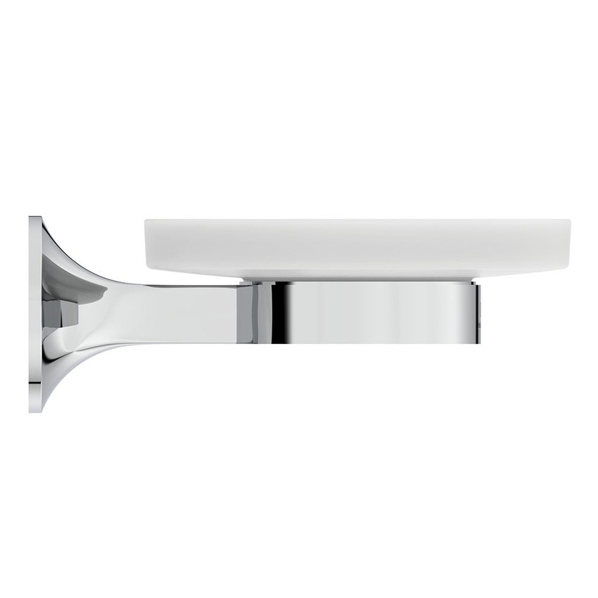 Immagine di Ideal Standard LA DOLCE VITA portasapone a parete, in vetro opaco, con supporto in metallo, finitura cromo T5507AA
