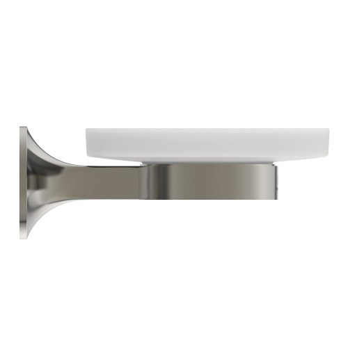 Immagine di Ideal Standard LA DOLCE VITA portasapone a parete, in vetro opaco, con supporto in metallo, finitura silver storm T5507GN