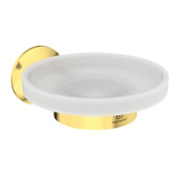 Immagine di Ideal Standard LA DOLCE VITA portasapone a parete, in vetro opaco, con supporto in metallo, finitura brushed gold T5507A2