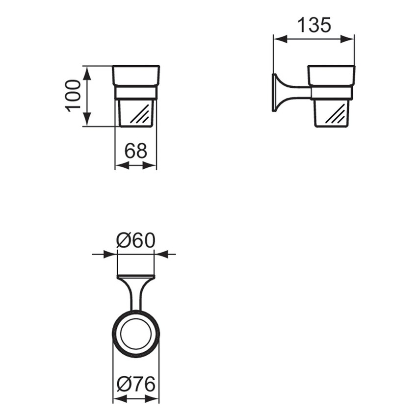 Immagine di Ideal Standard LA DOLCE VITA portaspazzolino a parete, in vetro opaco, con supporto metallico, finitura cromo T5506AA