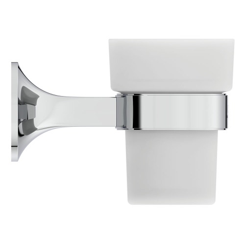 Immagine di Ideal Standard LA DOLCE VITA portaspazzolino a parete, in vetro opaco, con supporto metallico, finitura cromo T5506AA