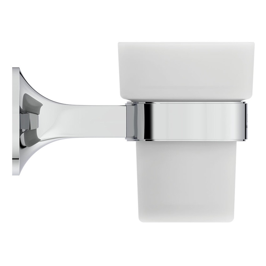 Immagine di Ideal Standard LA DOLCE VITA portaspazzolino a parete, in vetro opaco, con supporto metallico, finitura cromo T5506AA