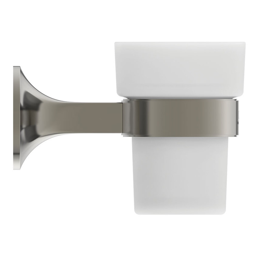 Immagine di Ideal Standard LA DOLCE VITA portaspazzolino a parete, in vetro opaco, con supporto metallico, finitura silver storm T5506GN
