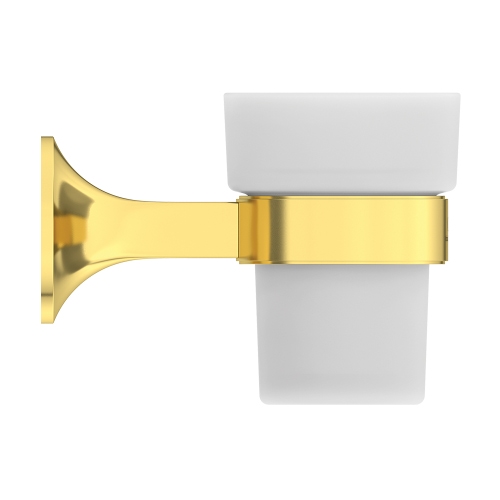 Immagine di Ideal Standard LA DOLCE VITA portaspazzolino a parete, in vetro opaco, con supporto metallico, finitura brushed gold T5506A2