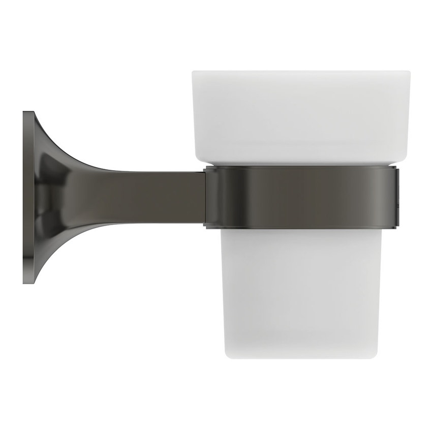 Immagine di Ideal Standard LA DOLCE VITA portaspazzolino a parete, in vetro opaco, con supporto metallico, finitura magnetic grey T5506A5