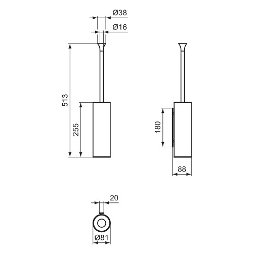 Immagine di Ideal Standard LA DOLCE VITA portascopino per installazione a parete, finitura silver storm T5493GN