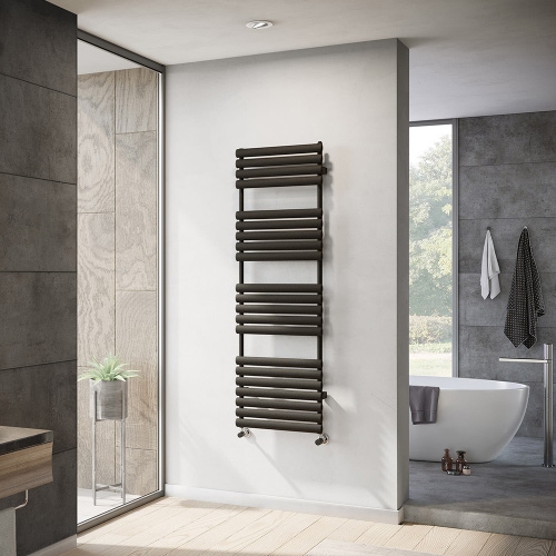 Immagine di Irsap ELLIPSIS_B scaldasalviette 21 tubi, 3 intervalli H.162 L.60 P.5.3 cm, colore nero finitura opaco Cod.K1 ELE060BK1IR01NNN02