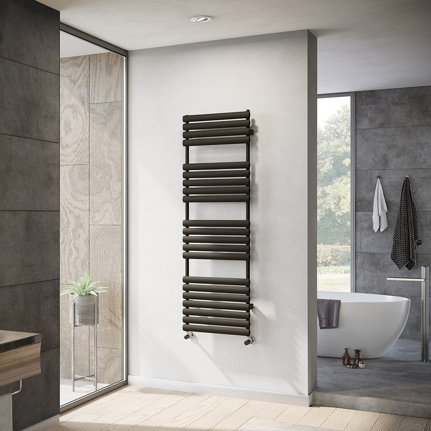 Immagine di Irsap ELLIPSIS_B scaldasalviette 21 tubi, 3 intervalli H.162 L.60 P.5.3 cm, colore nero finitura opaco Cod.K1 ELE060BK1IR01NNN02