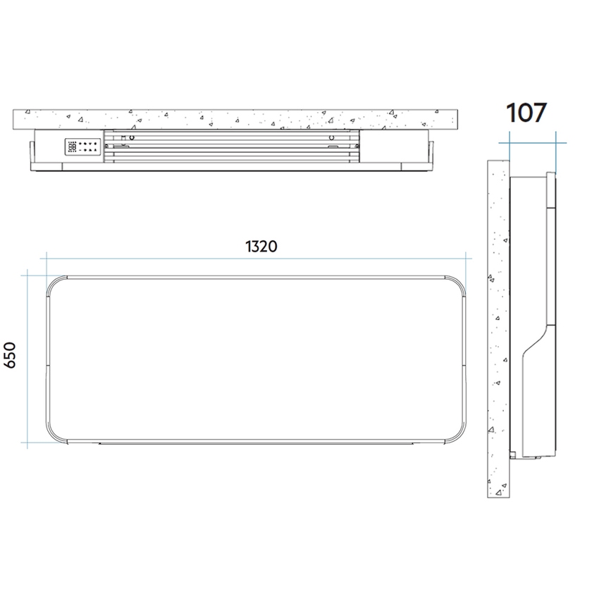 Immagine di Irsap RELAX HYBRID ORIZZONTALE radiatore H.65 L.132 P.10.7 cm, allacciamento sinistro, senza led, colore grigio chiaro finitura opaco Cod.8N REHM132A8NIRLHNN01