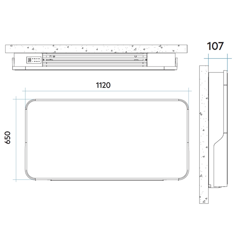 Immagine di Irsap RELAX HYBRID ORIZZONTALE radiatore H.65 L.112 P.10.7 cm, allacciamento sinistro, senza led, colore grigio chiaro finitura opaco Cod.8N REHM112A8NILRHNN