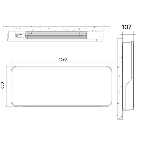 Immagine di Irsap RELAX HYBRID ORIZZONTALE radiatore H.65 L.132 P.10.7 cm, allacciamento destro, senza led, colore grigio medio finitura ruvido Cod.4D REHM132A4DIRRHNN01