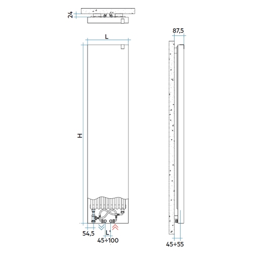 Immagine di Irsap RELAX OVER POWER radiatore H.166,3 L.65,3 P.6,35 cm, finitura acciaio inox specchio Cod.IS REOE065BISIR01AN01