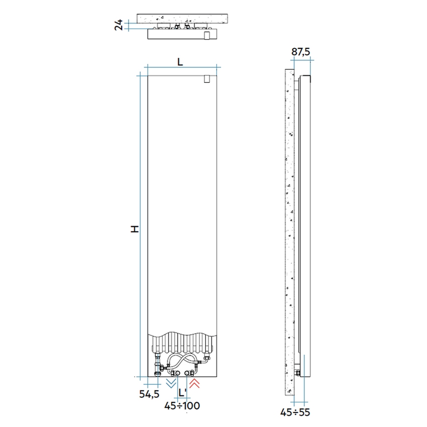 Immagine di Irsap RELAX OVER POWER radiatore H.166,3 L.65,3 P.6,35 cm, finitura acciaio inox specchio Cod.IS REOE065BISIR01AN01