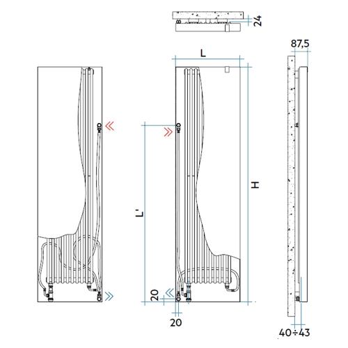 Immagine di Irsap RELAX RENOVA radiatore H.216,3 L.59,2 P.6,35 cm, attacco laterale con interasse da 1601 a 1900 mm, colore bianco standard finitura lucido Cod.01 RENC059B01IRL4AN01