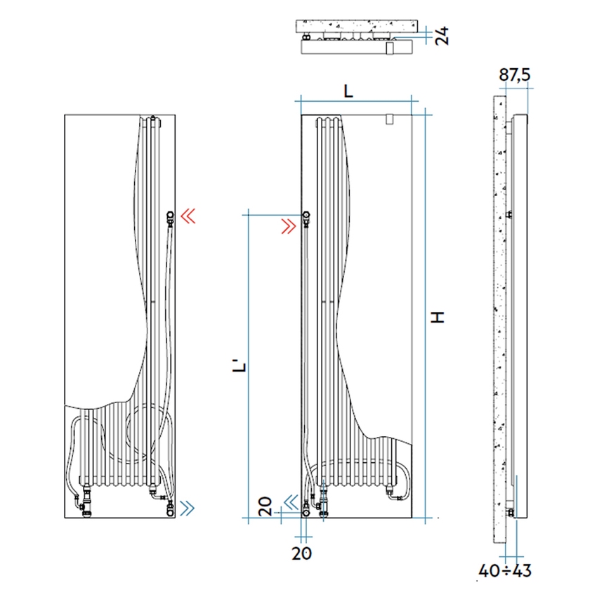 Immagine di Irsap RELAX RENOVA radiatore H.216,3 L.59,2 P.6,35 cm, attacco laterale con interasse a 1901 a 2000 mm, colore bianco standard finitura lucido Cod.01 RENC059B01IRL5AN01