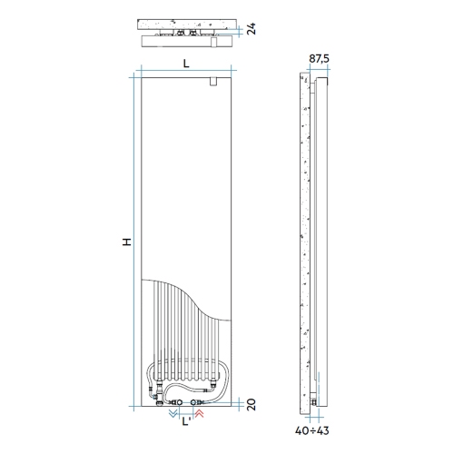 Immagine di Irsap RELAX RENOVA radiatore H.216,3 L.72,8 P.6,35 cm, attacco basso con interasse laterale da 50 a 200 mm, colore bianco finitura opaco Cod.J8 RENC072BJ8IRS1AN01