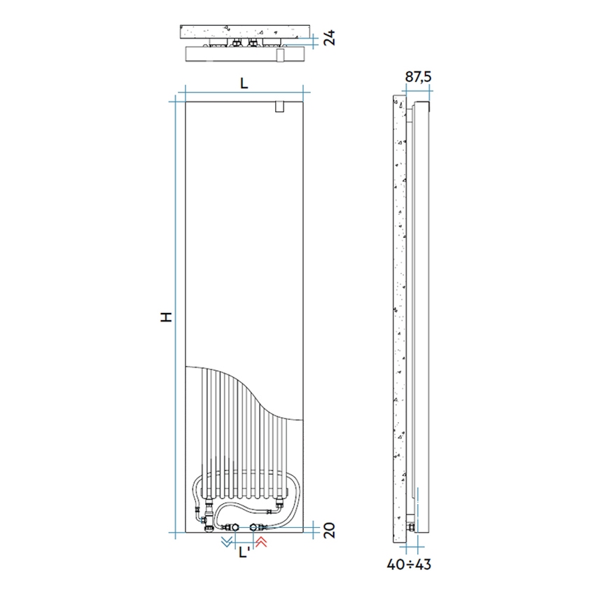 Immagine di Irsap RELAX RENOVA radiatore H.216,3 L.72,8 P.6,35 cm, attacco basso con interasse laterale da 321 a 450 mm, colore bianco finitura opaco Cod.J8 RENC072BJ8IRS3AN01