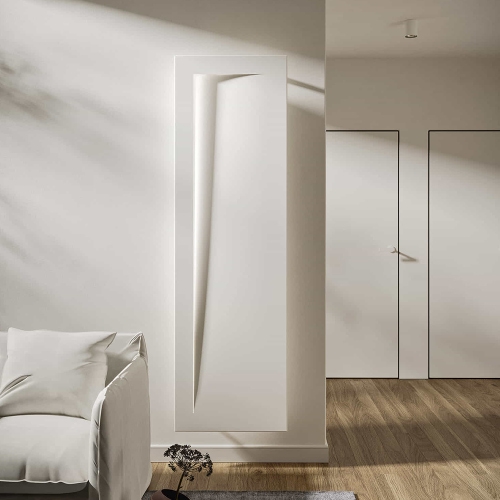 Immagine di Irsap RELAX IMMAGINA S radiatore H.180 L.50 P.7 cm, senza led, colore bianco perla finitura ruvido Cod.16 IMGL050B16IRANN001