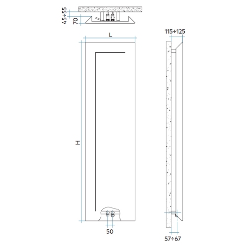 Immagine di Irsap RELAX IMMAGINA S radiatore H.180 L.50 P.7 cm, senza led, colore bianco perla finitura ruvido Cod.16 IMGL050B16IRANN001