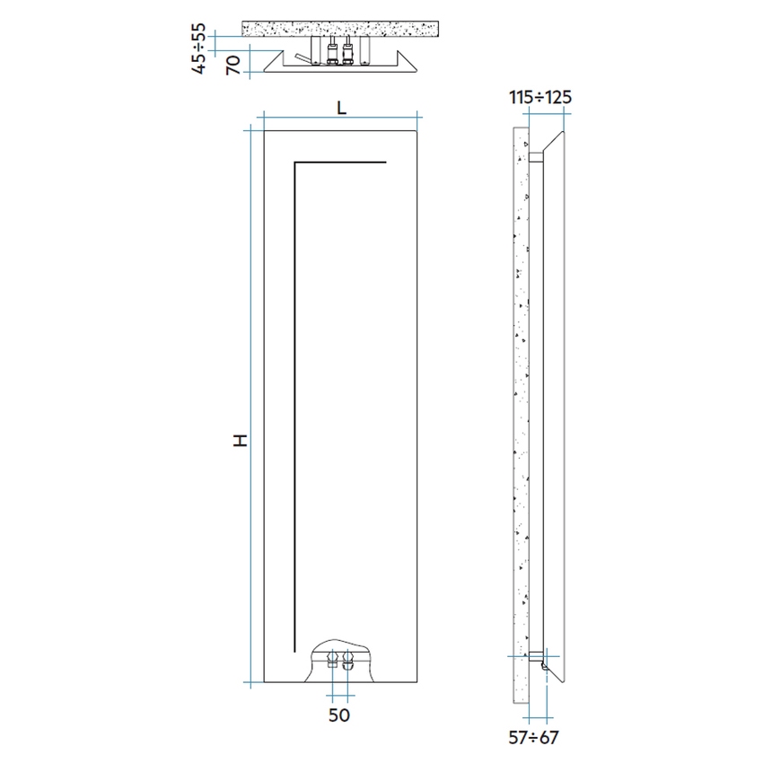 Immagine di Irsap RELAX IMMAGINA S radiatore H.180 L.50 P.7 cm, senza led, colore bianco perla finitura ruvido Cod.16 IMGL050B16IRANN001