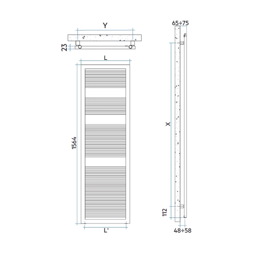 Immagine di Irsap LIKE scaldasalviette, 54 tubi, 3 intervalli, H.156,4 L.53,2 P.3,5 cm, colore bianco standard finitura lucido Cod.01 FCL053B01IR01NNN03