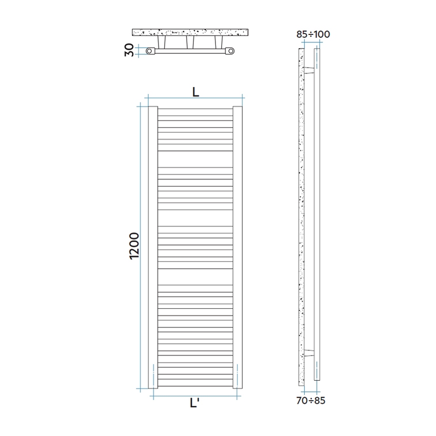 Immagine di Irsap PAREO scaldasalviette, 21 tubi, 3 intervalli, H.120 L.60 P.3 cm, colore bianco standard finitura lucido Cod.01 PTM060B01IR01NNN01