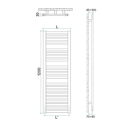 Immagine di Irsap PAREO scaldasalviette, 21 tubi, 3 intervalli, H.120 L.75 P.3 cm, colore bianco standard finitura lucido Cod.01 PTM075B01IR01NNN01