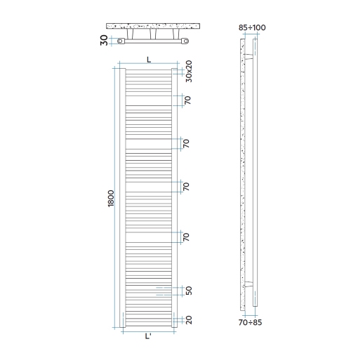 Immagine di Irsap PAREO scaldasalviette, 32 tubi, 4 intervalli, H.180 L.55 P.3 cm, colore bianco standard finitura lucido Cod.01 PTE055B01IR01NNN01