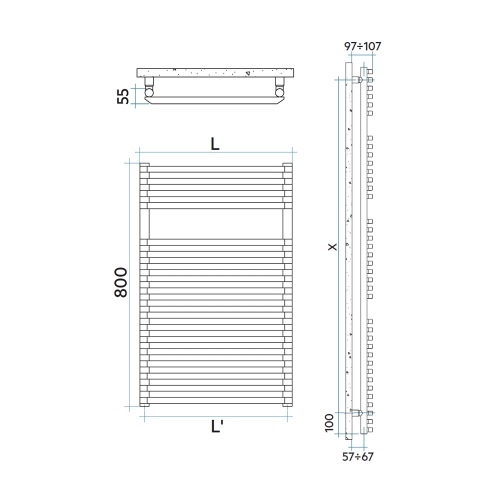 Immagine di Irsap NET scaldasalviette, 18 tubi, 1 intervallo, H.80 L.50 P.6,7 cm, colore bianco standard finitura lucido Cod.01 NTS050B01IR01NNN03