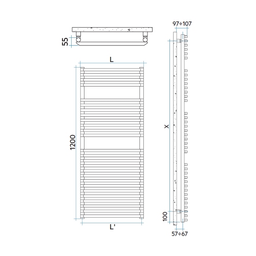 Immagine di Irsap NET scaldasalviette, 26 tubi, 2 intervalli, H.120 L.50 P.6,7 cm, colore bianco standard finitura lucido Cod.01 NTM050B01IR01NNN03