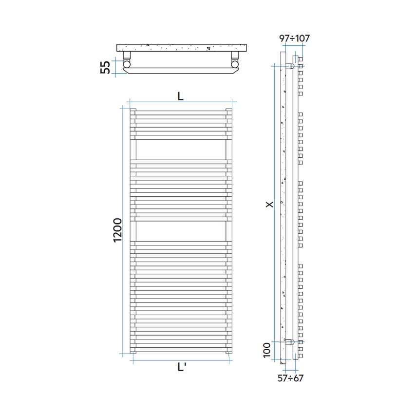 Immagine di Irsap NET scaldasalviette, 26 tubi, 2 intervalli, H.120 L.60 P.6,7 cm, colore bianco standard finitura lucido Cod.01 NTM060B01IR01NNN02