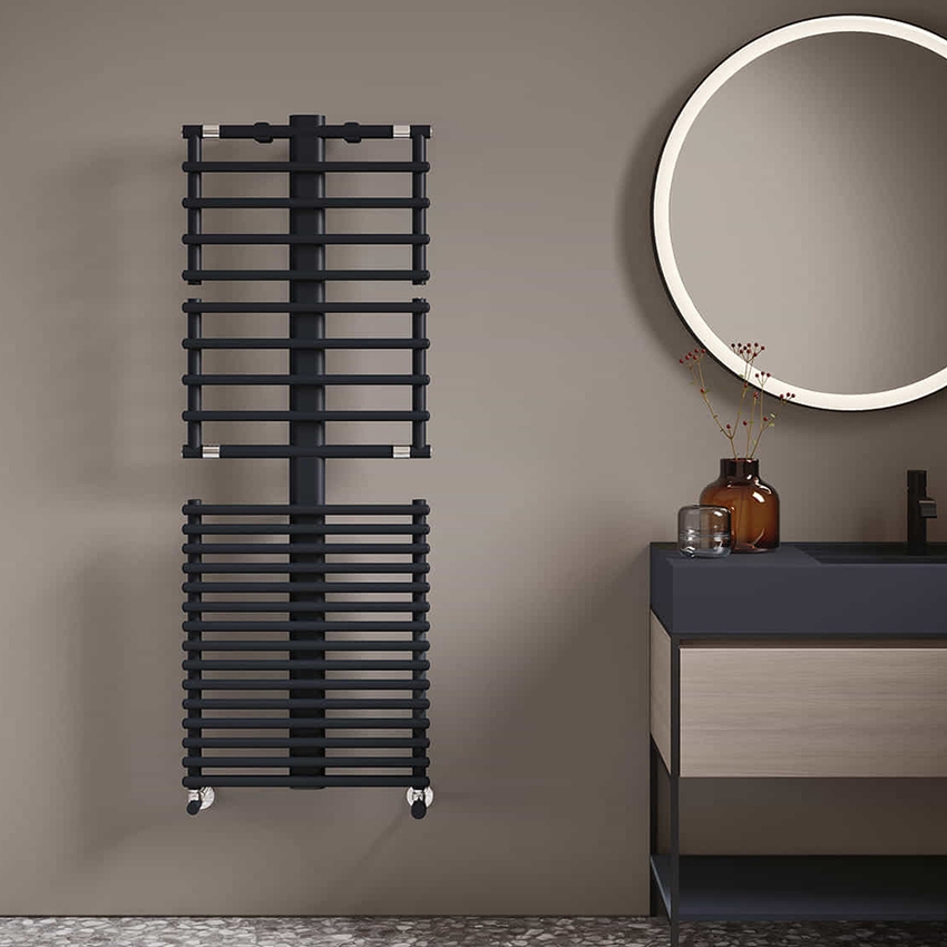 Immagine di Irsap GET UP scaldasalviette, 20 tubi, 1 intervallo, H.107,6 L.55 P.7 cm, colore bianco standard finitura lucido Cod.01 GUM055B01IR05NNN01