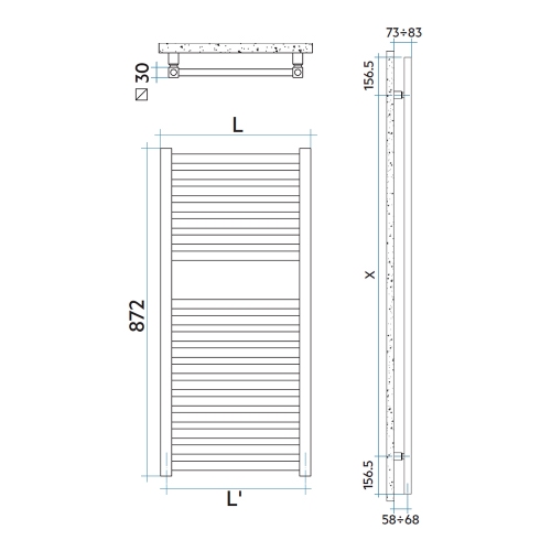 Immagine di Irsap QUADRE' scaldasalviette, 18 tubi, 1 intervallo, H.87,2 L.73 P.4,2 cm, colore bianco standard finitura lucido Cod.01 QSS073B01IR01NNN01