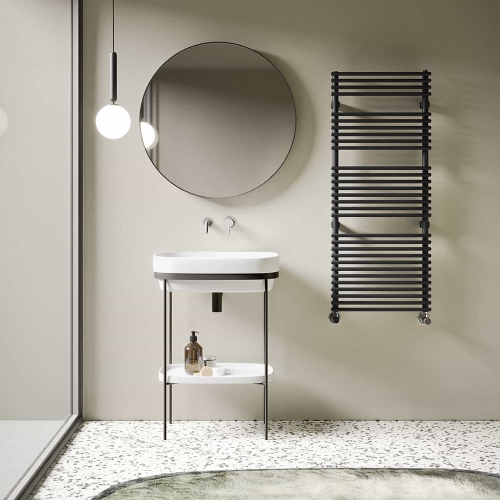 Immagine di Irsap FLAUTO scaldasalviette, 20 tubi, 2 intervalli, H.81 L.50,6 P.4,6 cm, colore sablè finitura ruvido Cod.Y4 FTP050BY4IR01NNN01