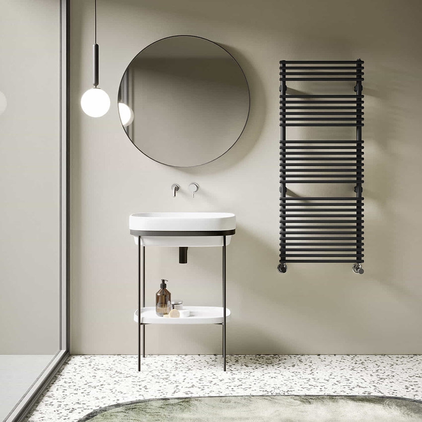 Immagine di Irsap FLAUTO scaldasalviette, 20 tubi, 2 intervalli, H.81 L.50,6 P.4,6 cm, colore sablè finitura ruvido Cod.Y4 FTP050BY4IR01NNN01