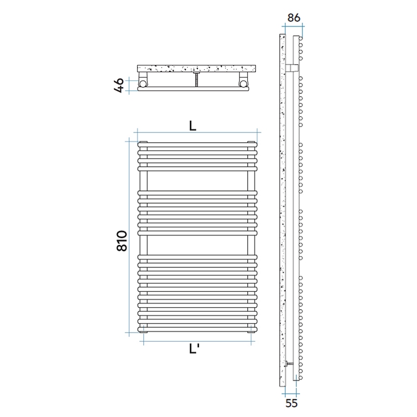 Immagine di Irsap FLAUTO scaldasalviette, 20 tubi, 2 intervalli, H.81 L.75,6 P.4,6 cm, colore bianco standard finitura lucido Cod.01 FTP075B01IR01NNN01