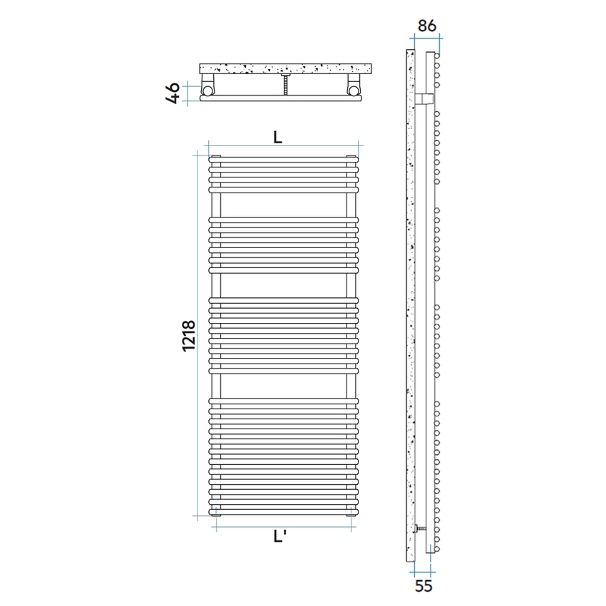 Immagine di Irsap FLAUTO scaldasalviette, 30 tubi, 3 intervalli, H.121,8 L.45,6 P.4,6 cm, colore bianco standard finitura lucido Cod.01 FTM045B01IR01NNN02