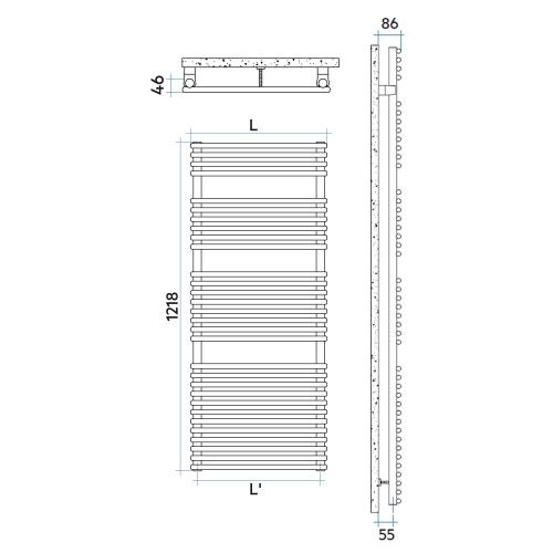 Immagine di Irsap FLAUTO scaldasalviette, 30 tubi, 3 intervalli, H.121,8 L.50,6 P.4,6 cm, colore bianco standard finitura lucido Cod.01 FTM050B01IR01NNN02