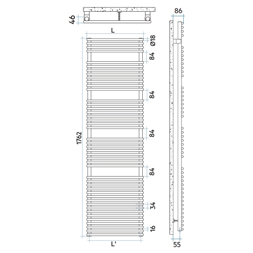 Immagine di Irsap FLAUTO scaldasalviette, 44 tubi, 4 intervalli, H.176,2 L.75,6 P.4,6 cm, colore bianco standard finitura lucido Cod.01 FTG075B01IR01NNN02