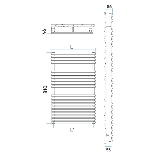 Immagine di Irsap FLAUTO scaldasalviette, 20 tubi, 2 intervalli, H.81 L.45,6 P.4,6 cm, colore quartz 2 finitura ruvido Cod.2C FTP045B2CIR01NNN01