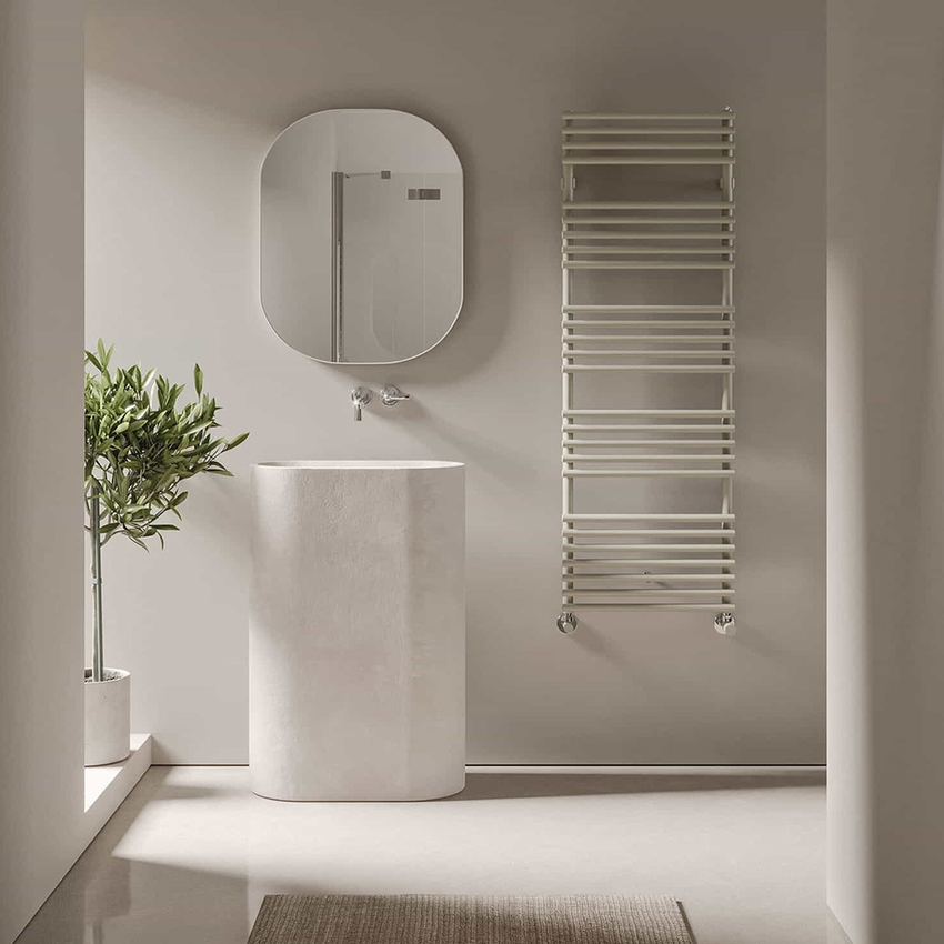 Immagine di Irsap KART scaldasalviette, 20 tubi, 3 intervalli, H.111,2 L.50 P.5 cm, colore verde salvia RAL 6021 finitura opaco Cod.2V KAM050BE6IR01NNN